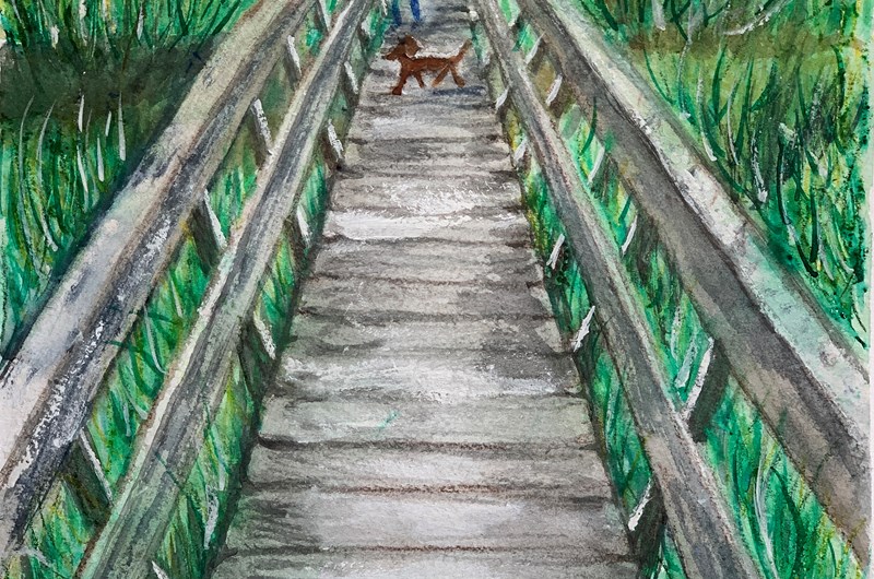 The Pedestrian Bridge at Loftahammar      akvarell  23 x 30,5 cm
