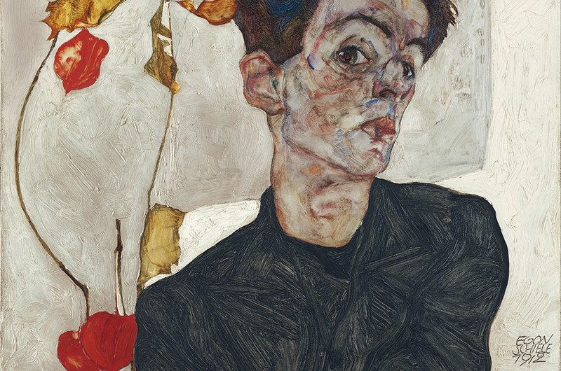 Egon Schiele, Self Portrait with Physalis. 1912