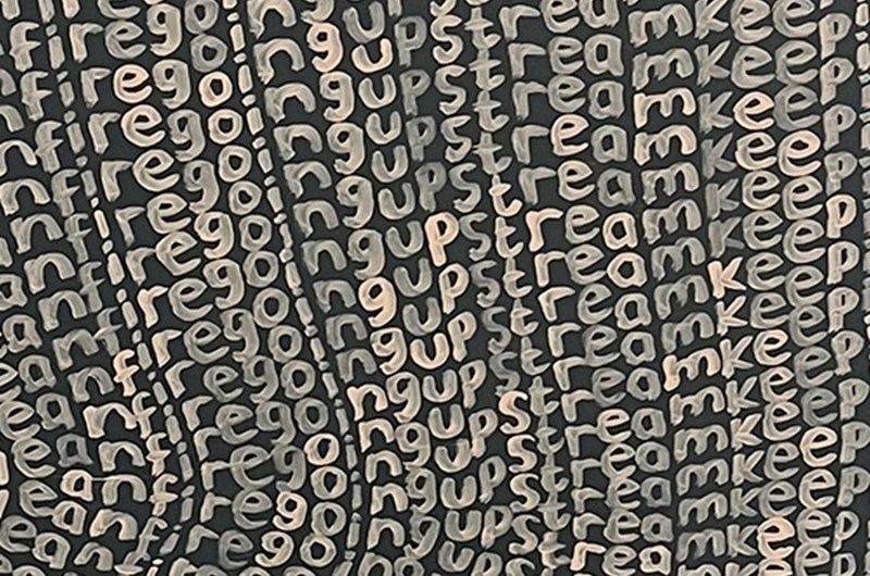 Lukas Göthman. Going upstream, detalj, olja på duk, 100x65 cm, 2025