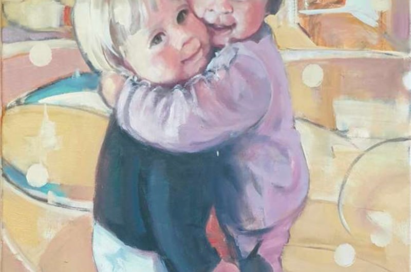 ASTRID OCH SELMA - OLJA - 60 X 50 - MICKAN SANDELIN 2024