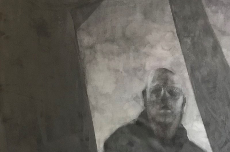Amund Öhrnell, Utan titel, 2023 grafit och färgpenna på duk