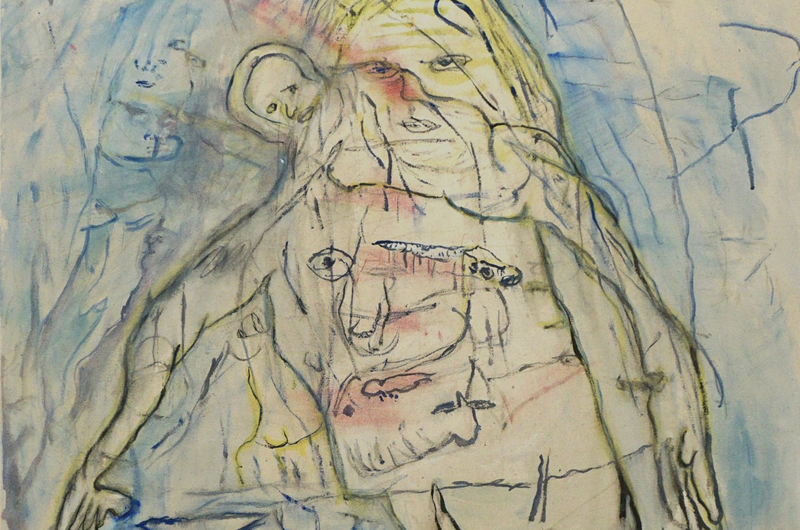 Janne Räisänen 𝘏𝘪𝘱 𝘗𝘳𝘪𝘦𝘴𝘵 𝘰𝘯 𝘚𝘭𝘰𝘢𝘯𝘦 𝘚𝘲𝘶𝘢𝘳𝘦 (2022) olja på duk 75x90 cm, Andys Gallery
