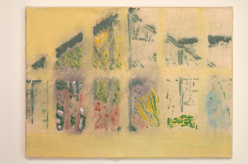 Edwin Bjurling, Trädgårdshus fyllt av citron Olja på duk, 2025. Originalstorlek 33x24cm
