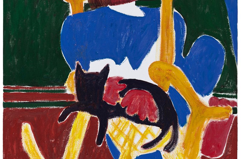 TAL R Girl Cat and Rocking Chair 2025 Oil on canvas 123 x 97 cm Anders Sune Berg