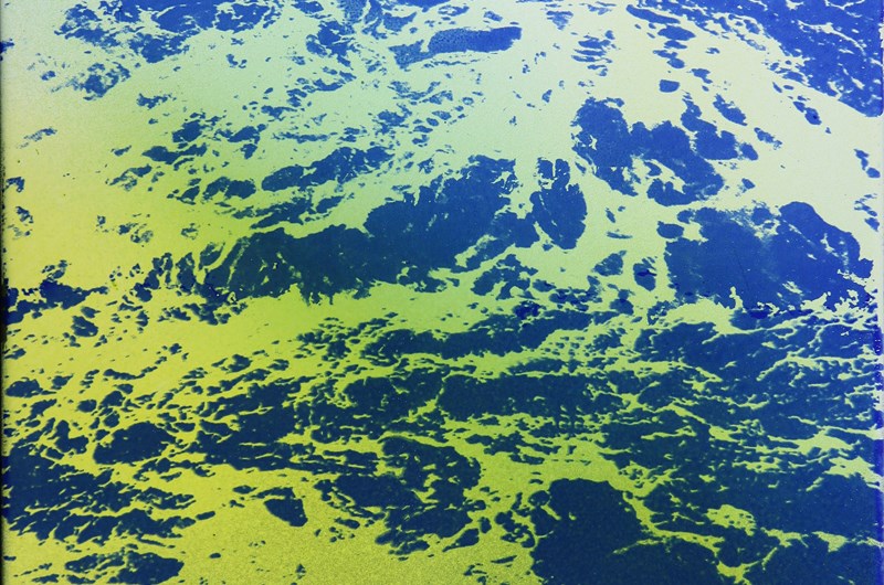 Blå vågor, emalj, 40x60 cm