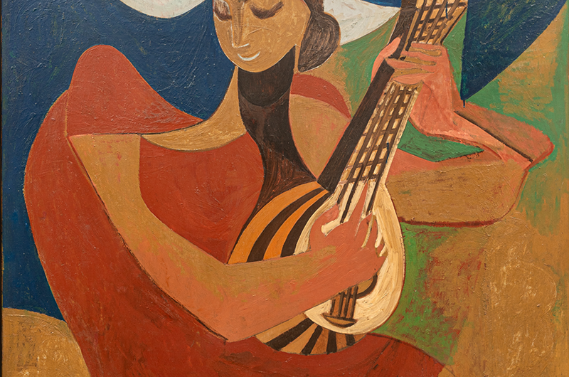 Françoise Gilot, Joueuse de Mandoline, 1953, oil on canvas, 162 x 130 cm,FAMM (Femmes Artistes du Musée de Mougins), France - The Levett Collection. 