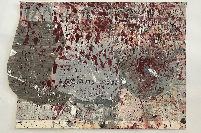 Anders Widoff. Utan titel (Celans röst), olja på ritfilm,  22,4 x 31,6 cm, 2024-2025