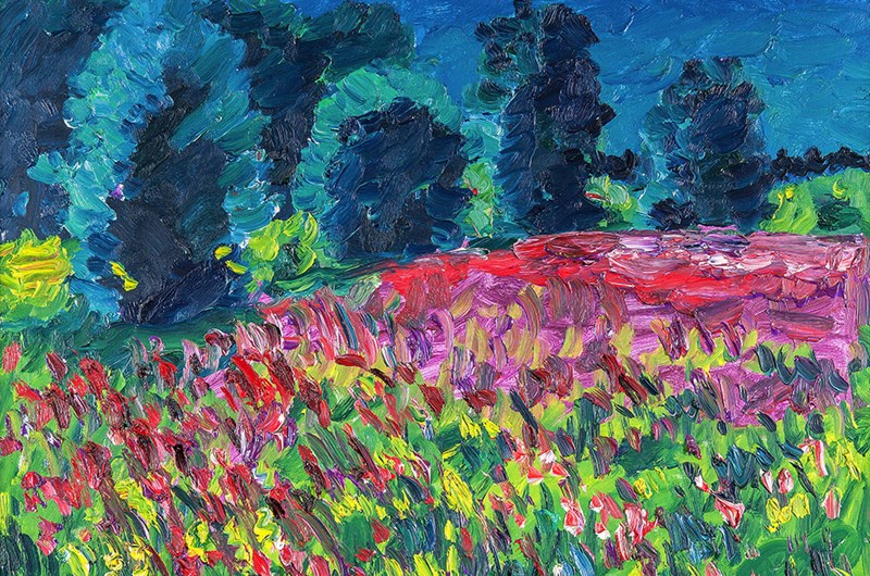Inge Schiöler, Sommaräng, Koster, 1966, olja på duk, 66 x 73 cm, Göteborgs konstmuseum.  Foto: Hossein Sehatlou, © Inge Schiöler