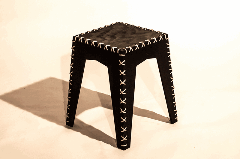 CordStool 2017-. Möbler i betsad/lackad plywood sydda med paracord. Inget lim skruv etc.