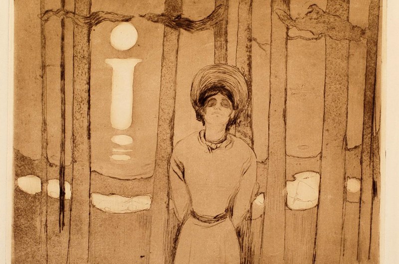 Edvard Munch, Sommarnatt, 1895, etsning. Thielska Galleriet