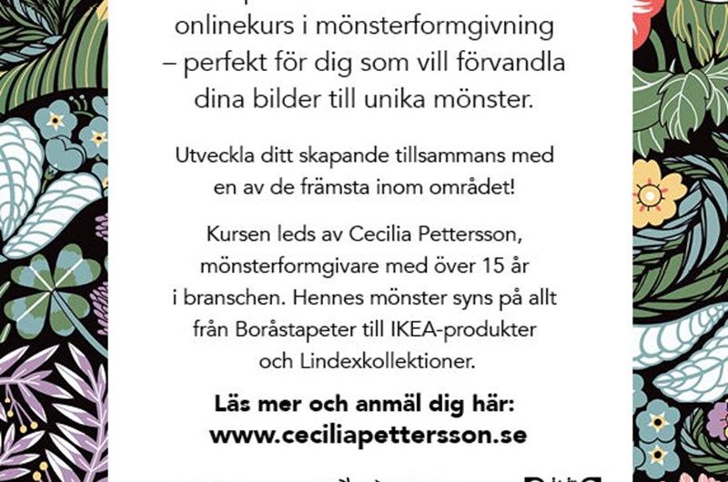 Gå min kurs i mönsterformgivning med start i september 26