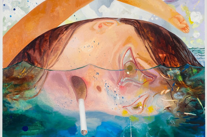 Dana Schutz Swimming, Smoking, Crying, Collection Nerman Museum of Contemporary Art, Johnson Community College, Overland Park, Kansas