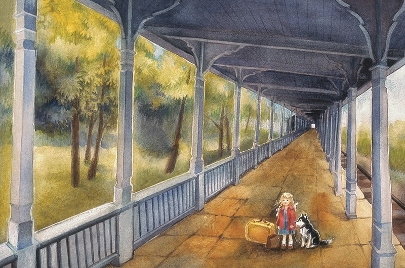 Ilon Wikland, Omslagsbild till Den långa, långa resan, 1995, Akvarell och gouache på papper, 44 x 58 cm (med ram), Ilon´s Wonderland, Haapsalu, Estland, Illustration