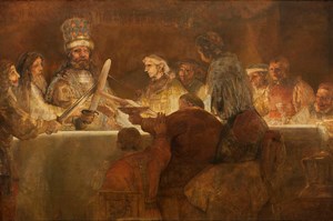 Vad är egentligen historien om Rembrandts sista målning "Batavernas ed" ?