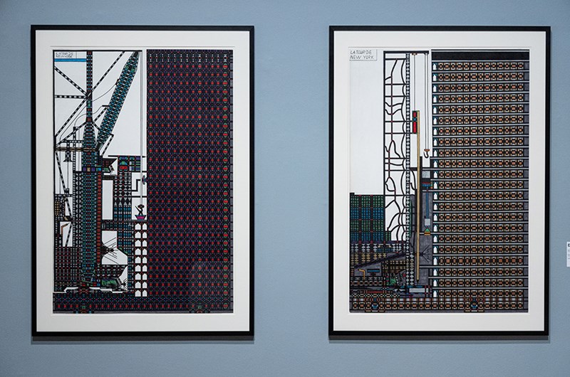 DIEGO, La tour de New-York, 2001-2015. Blyerts och tuschpenna på papper.  L'ART BRUT, Millesgården. Foto: Yanan Li