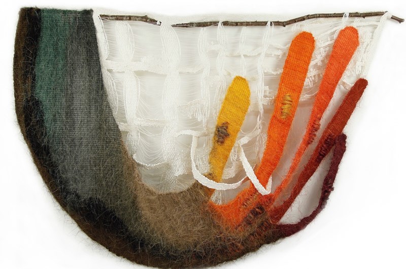 Händer X, sisal och papperssnöre, 205x135 cm