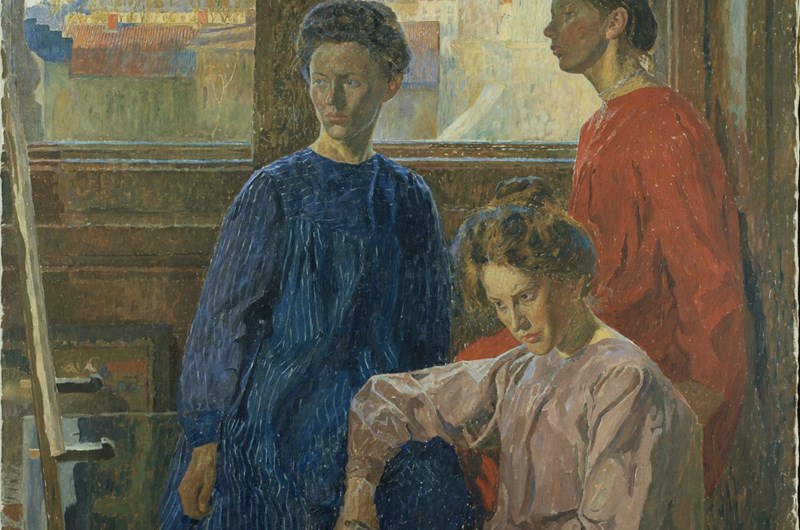 Carl Wilhelmson, Målarinnor (Fr. v. Adelheid von Schmiterlöw, Hanna Borrie och Tora Vega Holmström), 1902, Thielska Galleriet