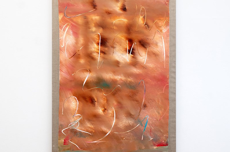 Sofia Heinonen. Flera meter över marken, olja på linne, 181x126 cm. 2025, foto. Sissela Jensen